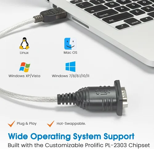 Miniatura 5 de Manhattan El convertidor USB a serie conecta un dispositivo serie a un puerto USB (205146) Adaptador serie USB-A a DB9 RS232 con cable de 18