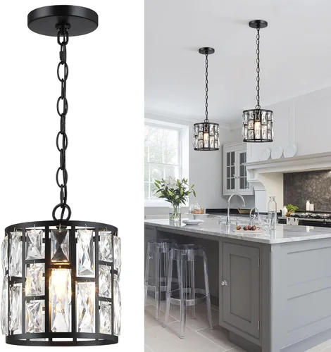 Miniatura 14 de MEXO Lámpara Colgante de Cristal Moderna Accesorio de Iluminación Paquete de 2 con Acabado Dorado Iluminación Colgante Candelabro de Cristal