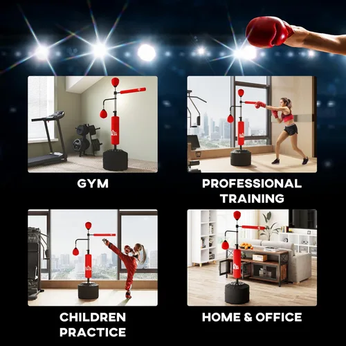 Miniatura 6 de Soozier 4-in-1 Punching Bag for Adults, Freestanding Boxing Bag with 2 Speed Bag, Boxing Training Equipment with 360° Relax Bar, Reflex Bag