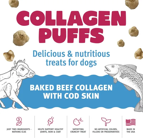 Miniatura 3 de Icelandic+ Colágeno Puffs: Colágeno de carne al horno con piel de bacalao, 2.5 onzas, golosinas para perros medianos y grandes, bocadillos