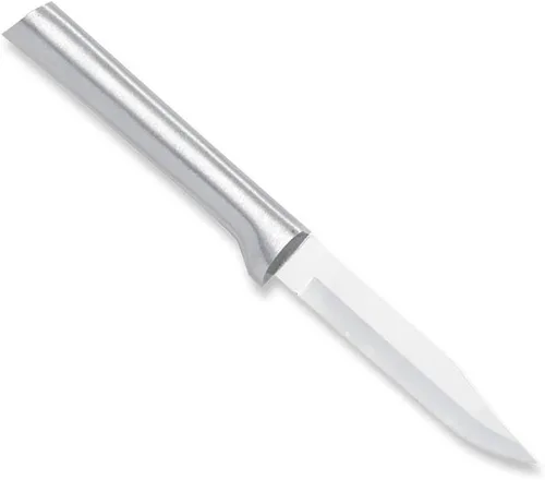 Miniatura 6 de Rada Cuchillo de pelar para todos los días, hoja de acero inoxidable con mango de resina de acero inoxidable negro, 6-3/4 pulgadas