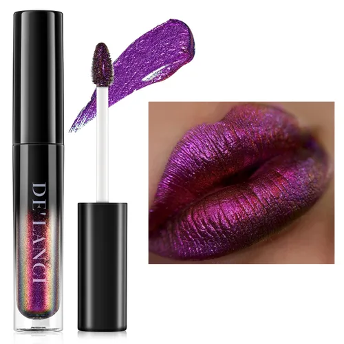 Miniatura 9 de Lápiz labial Chameleon color azul y verde, brillo de labios metálico brillante para mujeres y niñas, regalo de maquillaje de labios, hidratante Azul