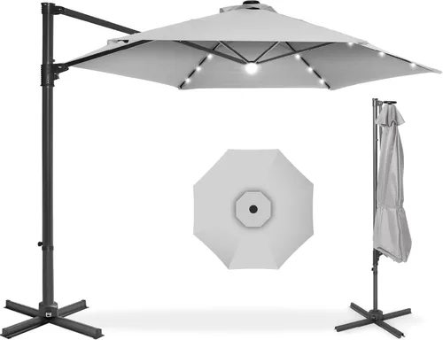 Miniatura 25 de Best Choice Products - Paraguas solar LED de 10 pies para colgar en el mercado o patio Gris