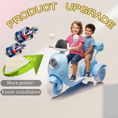 Miniatura 4 de Motocicleta de paseo de 12 V y 2 asientos para niños, juguete con batería eléctrica, bicicleta de tierra para niños, vehículo todoterreno, bicicleta