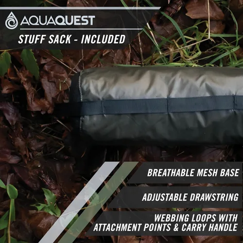 Miniatura 4 de AquaQuest Lona Safari – Ligera impermeable (0.197 in) con costuras selladas Ripstop para mochileros, senderismo y camping en hamacas Verde oliva
