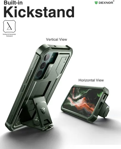Miniatura 4 de Dexnor Funda para Samsung Galaxy S22 Plus, [Protector de Pantalla Integrado y Soporte] Protección de Grado Militar de Servicio Pesado a Prueba