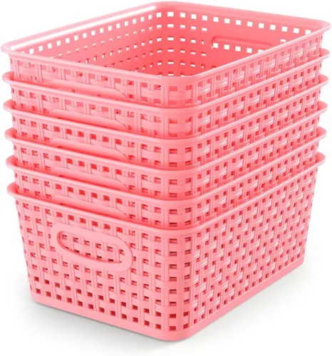Miniatura 9 de WYT Cesta organizadora de almacenamiento tejida, paquete de 6 cestas de tejido de plástico negro, 10.1 x 7.55 x 4.1 pulgadas