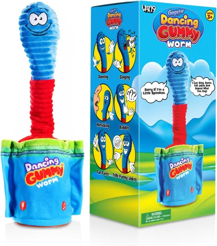 Gagster Gusano de goma bailarín, juguete interactivo para hablar y cantar, ilumina y repite lo que dices, divertido juguete animatrónico para niños,
