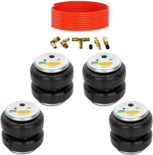 Miniatura 8 de TORQUE Paquete de 2 Resortes Neumáticos Universales Bolsa de Aire Repuesto 1/2" NPT Puerto Único Doble Fuelle Estándar 2600 libras con Línea de Aire