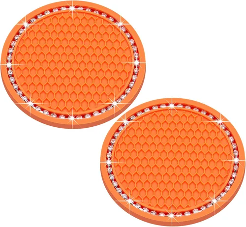 Miniatura 17 de 4 posavasos con brillantes para portavasos, 2.75 pulgadas, insertos para portavasos de auto, silicona suave antideslizante a prueba de golpes, Negro