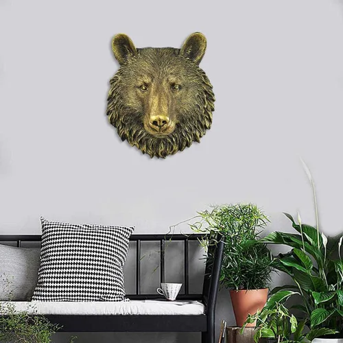 Miniatura 2 de MagiDeal Taxidermia grande de cabeza de animales falsos montada en la pared, decoración rústica de granja, decoración de pared, oso