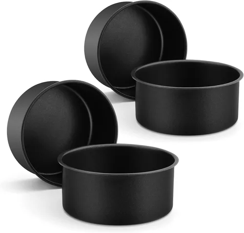 Miniatura 17 de LIANYU Juego de 2 moldes redondos para tartas de 6 pulgadas de capa redonda para hornear, molde redondo de acero inoxidable antiadherente, Negro