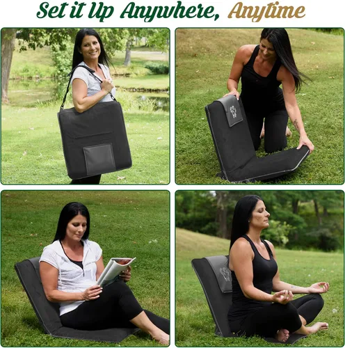 Miniatura 5 de Silla de meditación japonesa con respaldo para adultos, silla de meditación premium con respaldo ajustable y plegable para sentarse, yoga