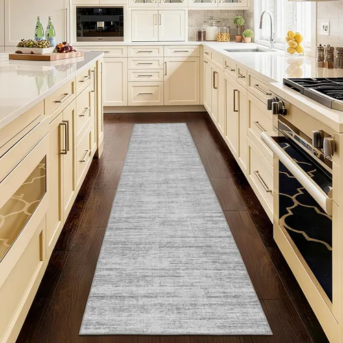 Miniatura 17 de Alfombras para pasillos antideslizantes 2x8, alfombra de pasillo moderna lavable para entrada, alfombra de piso suave resistente a manchas para Gris