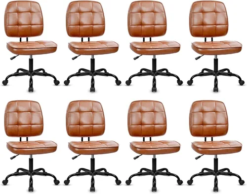 Miniatura 11 de CLATINA Silla de oficina en casa, sin brazos con ruedas, silla de escritorio pequeña de altura ajustable, sillas giratorias de trabajo de malla