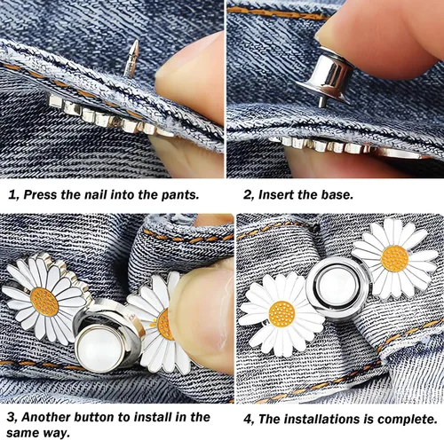 Miniatura 4 de 22 piezas de ajustadores de cintura para pantalones, 14 juegos de 10 estilos de pines de botones de jeans extraíbles, botones instantáneos