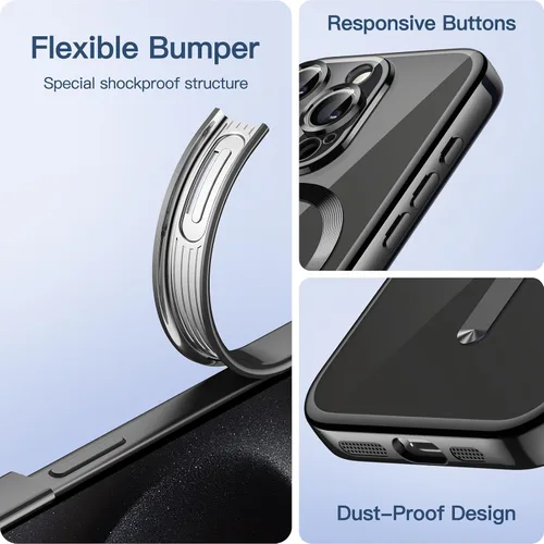 Miniatura 6 de JETech Funda magnética para iPhone 15 Pro de 6.1 pulgadas, protección completa de lente de cámara, compatible con carga inalámbrica MagSafe, funda