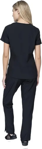 Miniatura 4 de Scrubs for Women Set 8 Pocket 4-Way Stretch Mock Wrap & Cargo Pant for Nurses Veterinarian Dentist Elements Select ES2976
