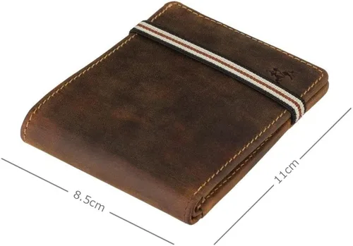 Miniatura 3 de Visconti Segesta - Cartera delgada con cierre elástico bi plegable (piel auténtica), tarjetero RFID (bronceado), Beige Bronceado, Cartera plegable
