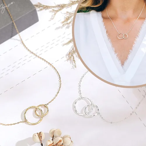 Miniatura 2 de HOPE LOVE SHINE Thank You Necklace for Baby Shower Host - Sterling Silver Interlocking Rings - Appreciation Gift for Hostess