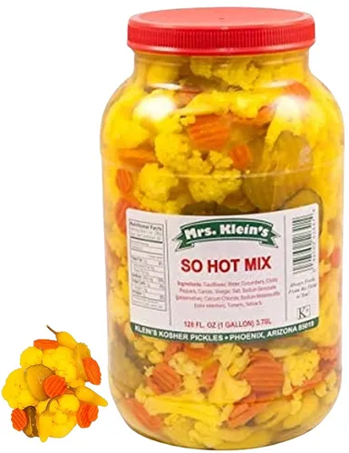 Miniatura 11 de 32 Oz. Verduras Frescas en Escabeche, 2 Frascos, Mezcla Muy Picante de Trozos de Coliflor, Zanahorias, Pepinillos Picantes y Pimientos Chilito