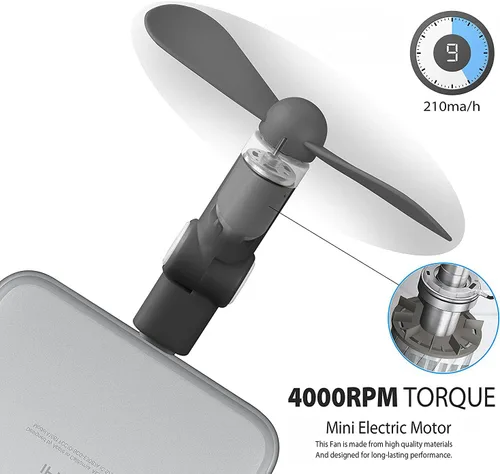 Miniatura 2 de Wuedozue Mini ventilador portátil [rotación de 180] Ventilador pequeño y fresco para teléfono celular compatible con iPhone 12/11/12 Pro/Xs/Max/X