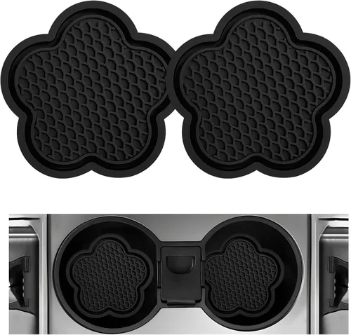 DXNQ 2 piezas de posavasos para automóvil, lindo tapete para portavasos con forma de flor, inserto para portavasos antideslizante impermeable de PVC