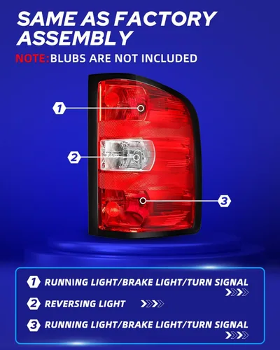 Miniatura 4 de AUTOONE - Para Chevy Silverado 2007-2013 ensamblaje de luces traseras OEM de fábrica compatibles con Chevy Silverado 1500/2500HD 3500HD, GMC Negro