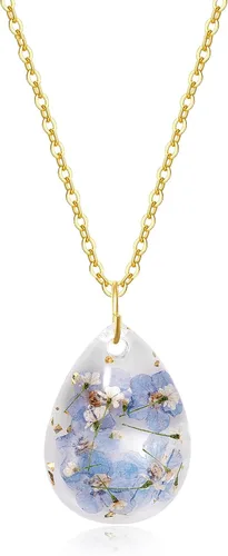 Miniatura 9 de Collar Forget Me Not – Collares de flores prensadas hechas a mano – Flores Forget-Me-Not que simbolizan el verdadero amor y respeto – Gran regalo