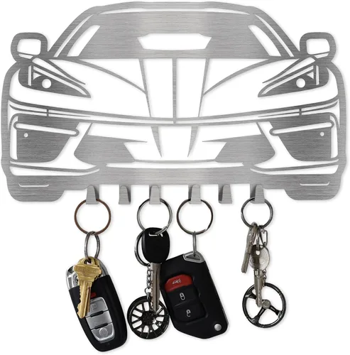 Miniatura 28 de MOOH Llavero de metal para automóvil con 6 ganchos, decoración única de pared para hombres y mujeres, decoración de cueva de hombre genial