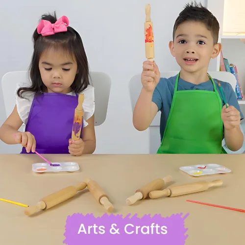 Miniatura 6 de Mini rodillos de 8 pulgadas para niños (paquete de 6) sin astillas, madera dura antiadherente para hornear, manualidades sensoriales, Play-Doh