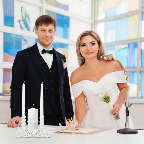 Miniatura 5 de Irenare Unity Velas con soporte para ceremonia de boda, accesorios de decoración de boda, portavelas de cristal, vela para eventos formales, iglesia