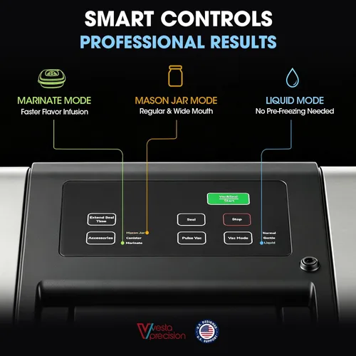 Miniatura 8 de Vesta Precision - Máquina selladora al vacío de 12 pulgadas para alimentos líquidos y húmedos, sellado térmico inteligente que evita la fusión