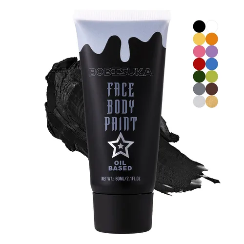 Pintura facial negra, kit de pintura corporal en crema mezclable, negro ojo para deportes, béisbol, softbol, fútbol, pintura facial para calavera