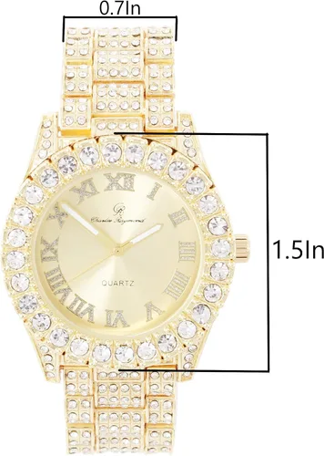 Miniatura 2 de Reloj de mujer con bisel grande de rocas, esfera de color con números romanos, totalmente cubierto en cristales - ST10327LA