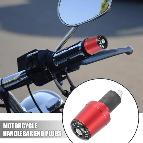 Miniatura 2 de Motoforti 1 par rojo motocicleta manillar extremo tapones 7/8 "0.866 in universal CNC aleación de aluminio para motocicleta scooter