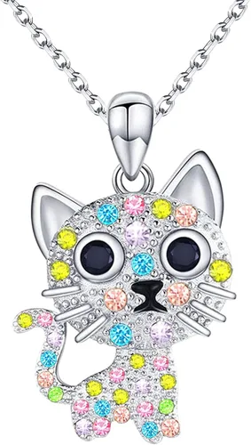 Collar de gato para niñas, collar con colgante de cristal, regalo de joyería para amantes de los gatos, hija, nieta, sobrina, regalo de Navidad,