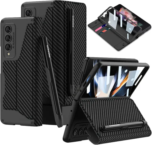 Funda protectora de cuerpo completo para Samsung Galaxy Z Fold4 5G con ranura para S Pen, funda protectora de cuerpo completo antiarañazos de cuero