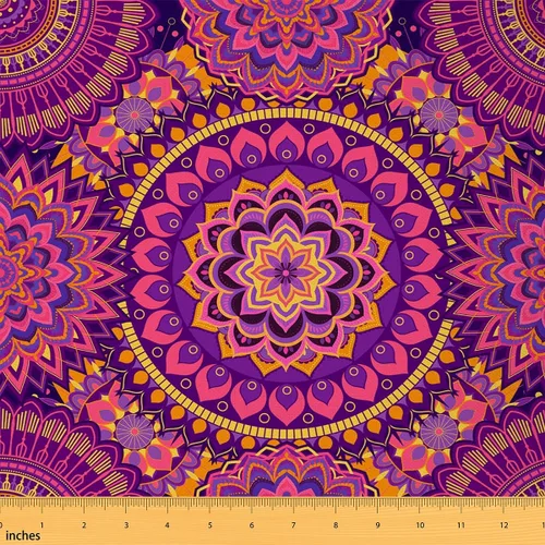 Miniatura 17 de Tela con patrón Paisley de The Yard, tela de tapicería floral étnica boho para sillas y sofás, costura, tela impermeable de arte mandala abstracto