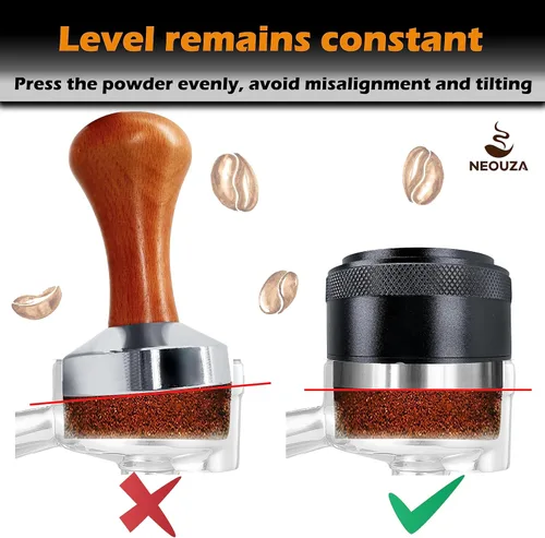Miniatura 4 de NEOUZA Herramienta niveladora de barista de palmera de café de 1.929 in, base plana de acero inoxidable con resorte para máquina de café Portafiltro