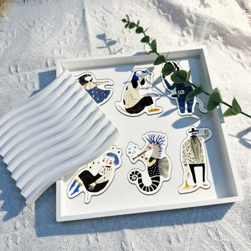 Miniatura 3 de 50 calcomanías de vinilo estéticas azules, impermeables, artísticas dibujadas a mano, para botellas de agua, portátiles, diarios, álbumes