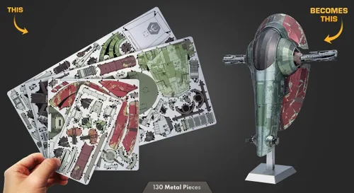 Miniatura 3 de Metal Earth Serie Premium Star Wars Boba Fett Starfighter 3D Kit de modelo de metal Fascinaciones