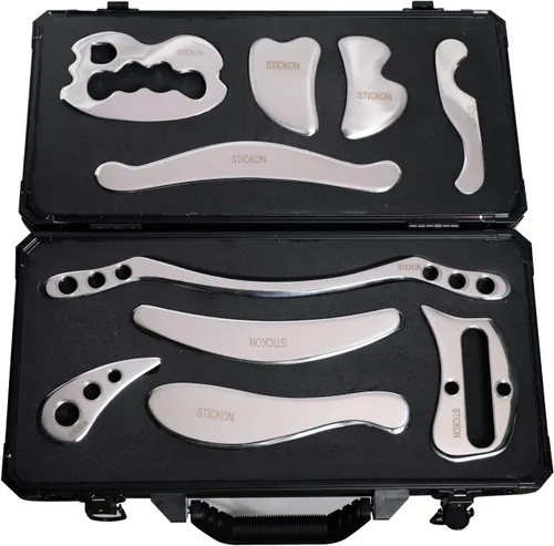 STICKON Juego de herramientas de raspador muscular Gua Sha de acero inoxidable, herramienta de masaje raspador, herramienta de raspador de masaje,