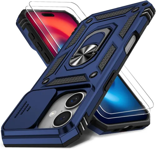 Miniatura 14 de Funda HakkTaoo para iPhone 13/iPhone 14 de 6.1 Pulgadas con Funda Deslizante para Cámara + Protector de Pantalla (2 Paquetes), Funda Protectora a