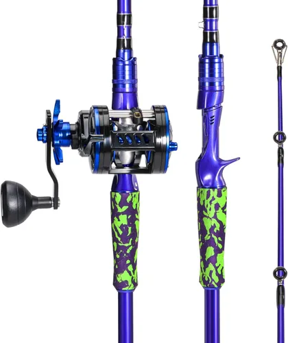 Miniatura 3 de Sougayilang Inshore - Cañas de pescar de agua salada, cañas giratorias de 7 pies y cañas de fundición con carrete de spinning/trolling