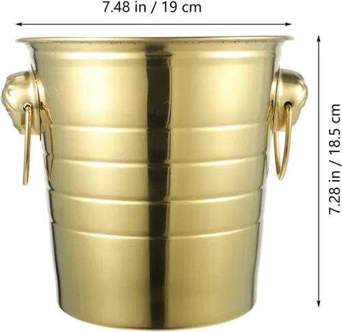 Miniatura 2 de BESTOYARD Cubo de hielo de acero inoxidable de 2.7 cuartos con cabeza de tigre dorado, cubo de fiesta aislado de doble pared para cerveza, vino, uso