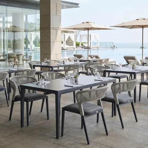 Miniatura 13 de PURPLE LEAF Silla de comedor al aire libre, 2 piezas, para todo tipo de clima, mimbre de mimbre, marco de aluminio, silla de comedor para patio