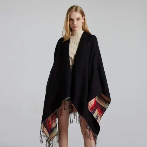 Miniatura 5 de Bakerdani Poncho de pashmina con borla para mujer, suéter de capa