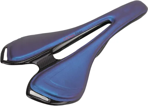 Dilwe Sillín de fibra de carbono, cojín hueco ultra ligero del asiento de la silla de montar para la bicicleta de carretera de montaña (azul)