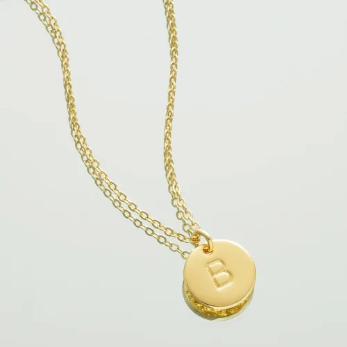 Miniatura 3 de Bemoly Initial Necklace for Women Round 11MM Coin Disc Double Side Engraved Letter A-Z Hammered Pendant 14K Gold Plated Personalized Alphabet